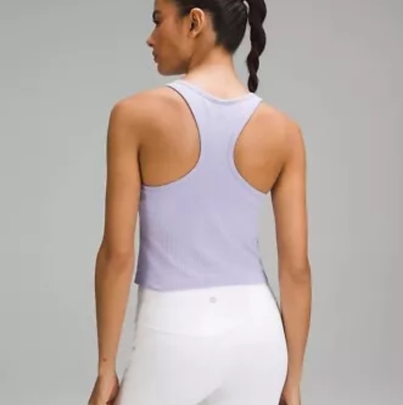 LULULEMON lilac High Neckline Racerback Ribbed Cropped Tank Top - Picture 3 of 9
